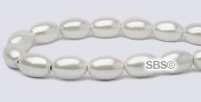 High Power Pearl Magnetic Hematite Beads 5mm x 8mm Rice - White